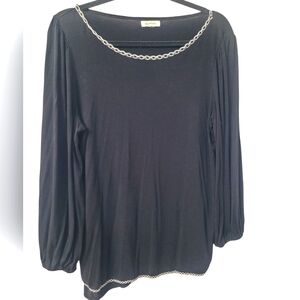 MAX studio Black 3/4 Sleeve Relaxed Blouse Size Large